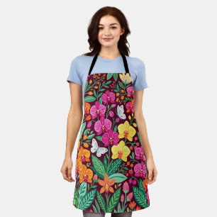 Abstract Scandinavian Orchid Butterflies Apron