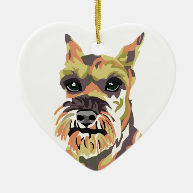 Abstract Schnauzer Ceramic Ornament (Front)