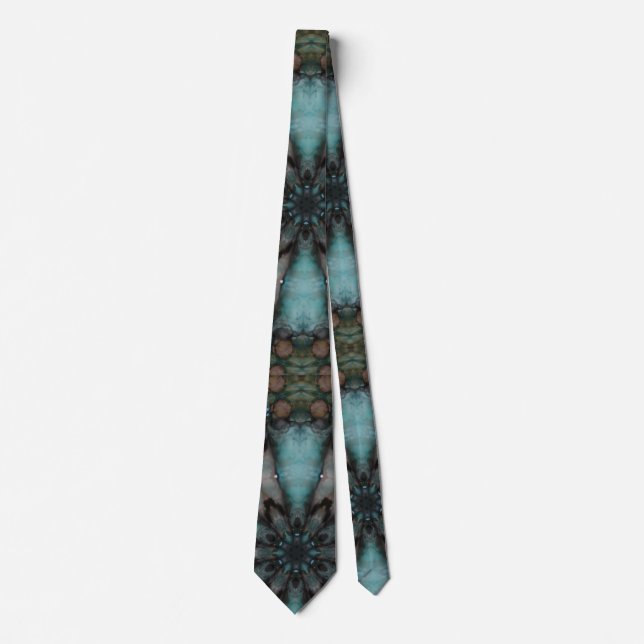 Abstract Sci-fi Turquoise Burst Tie (Front)