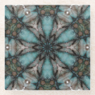 Abstract Sci-fi Turquoise Star Windmill Glass Coaster