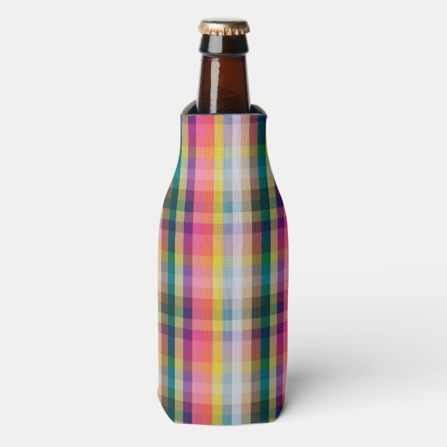 Abstract Scottish Plaid Bottle Cooler (Bottle Front)