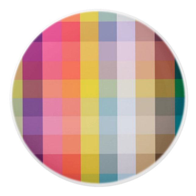 Abstract Scottish Plaid Ceramic Knob (Front)