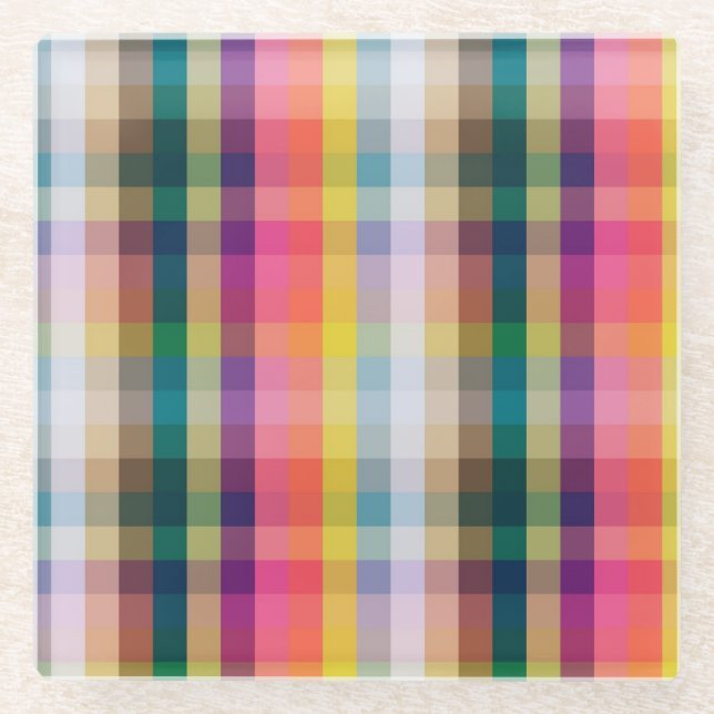 Abstract Scottish Plaid Glass Coaster (Front)