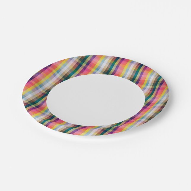 Abstract Scottish Plaid Paper Plate (Angled)