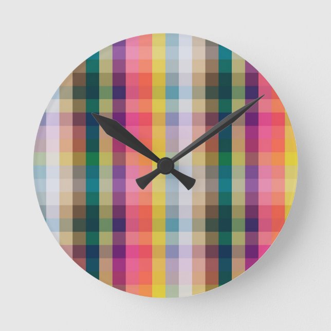 Abstract Scottish Plaid Round Clock (Front)