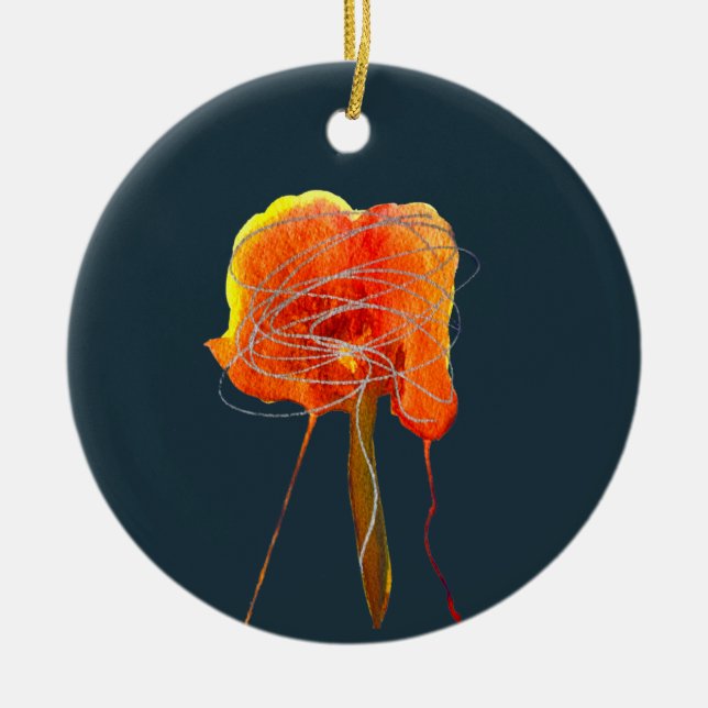 Abstract scribble floral flower modern art ceramic ornament (Front)