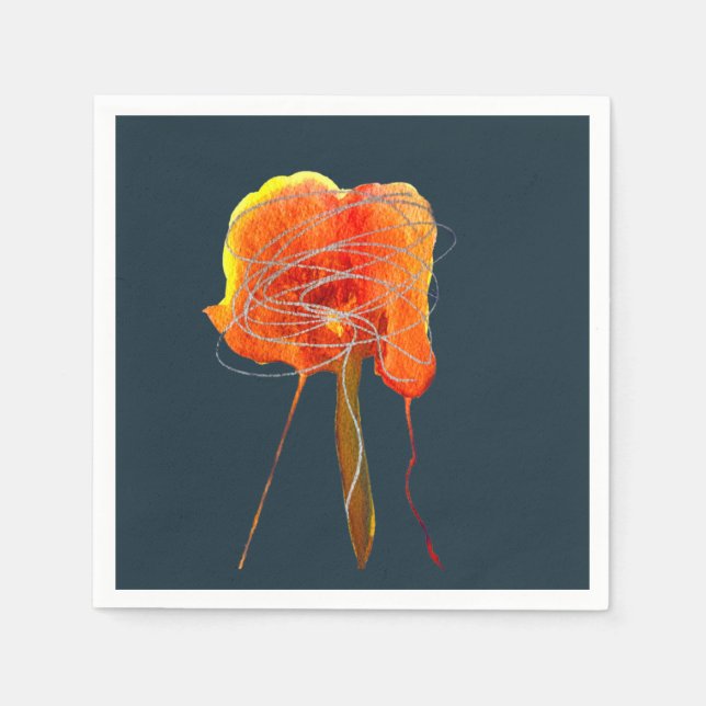 Abstract scribble floral flower modern art napkin (Front)