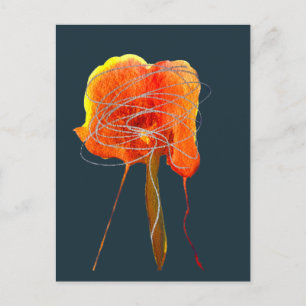 Abstract scribble floral flower modern art postcard