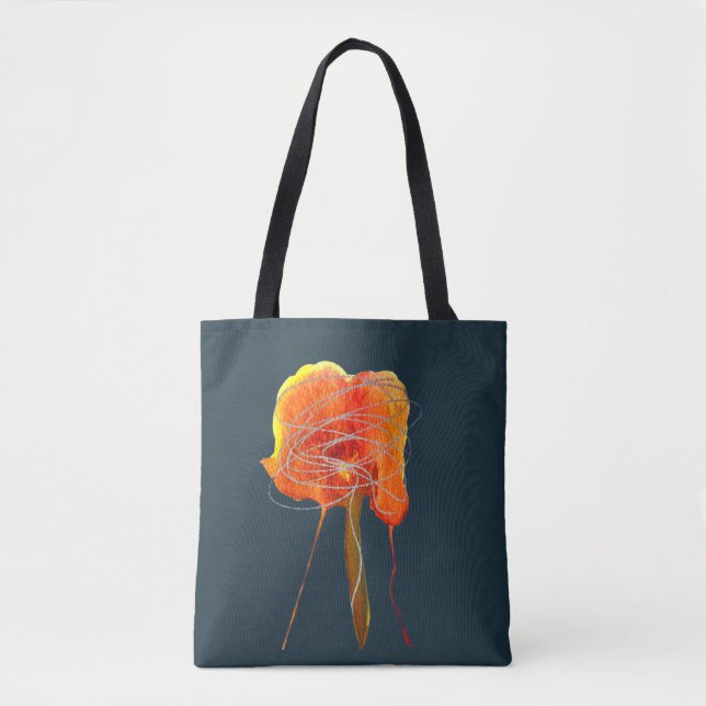 Abstract scribble floral flower modern art tote bag (Front)