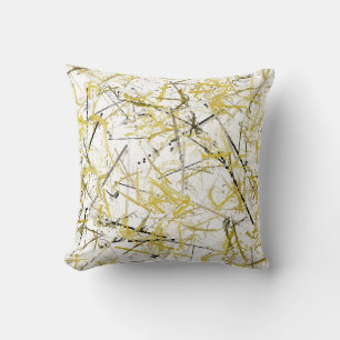 Abstract Scribbles - Mustard and Brown Cushion