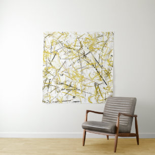 Abstract Scribbles - Mustard and Brown Tapestry