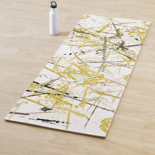 Abstract Scribbles - Mustard and Brown Yoga Mat
