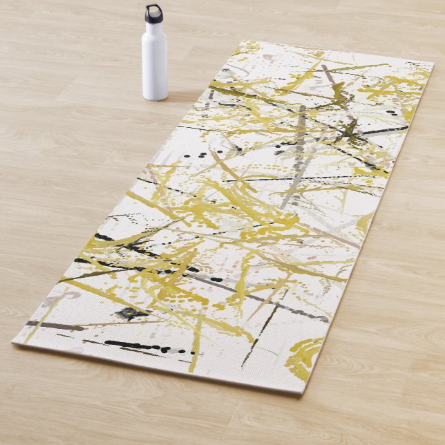 Abstract Scribbles - Mustard and Brown Yoga Mat (In Situ)