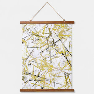 Abstract Scribbles - Mustard Brown Hanging Tapestry