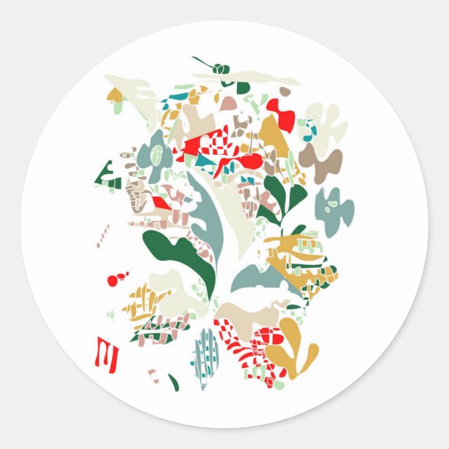 Abstract sea coral classic round sticker (Front)