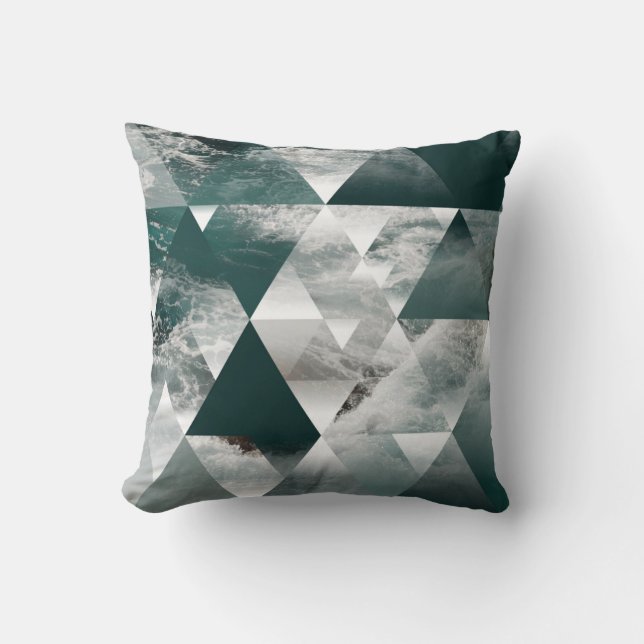 abstract sea geometric background with triangles,  cushion (Front)