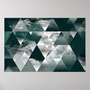 abstract sea geometric background with triangles,  poster