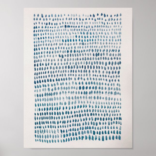 Abstract Sea Glass Blue Dot Ocean Pattern Poster (Front)