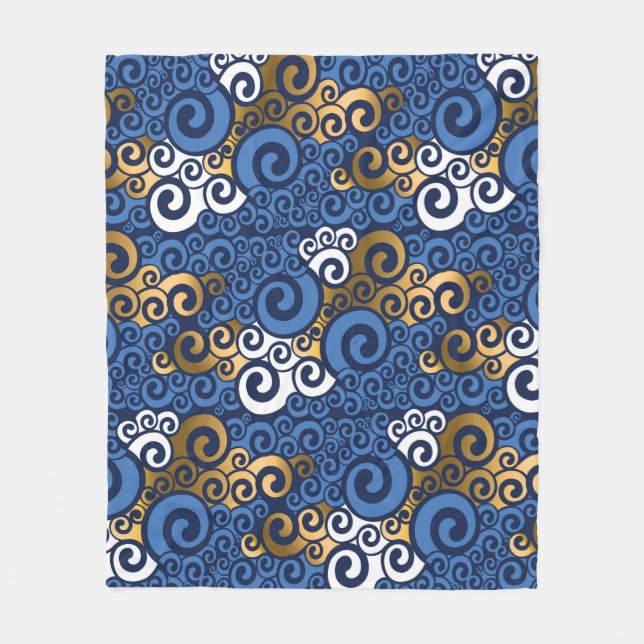 Abstract sea water seamless pattern fleece blanket (Front)