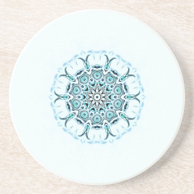 abstract seafoam white background coaster (Front)