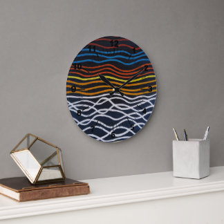 Abstract Seafront Painting by Alfred Fox Large Clock