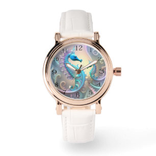 Abstract Seahorses Pastel Fractal Art, Watch
