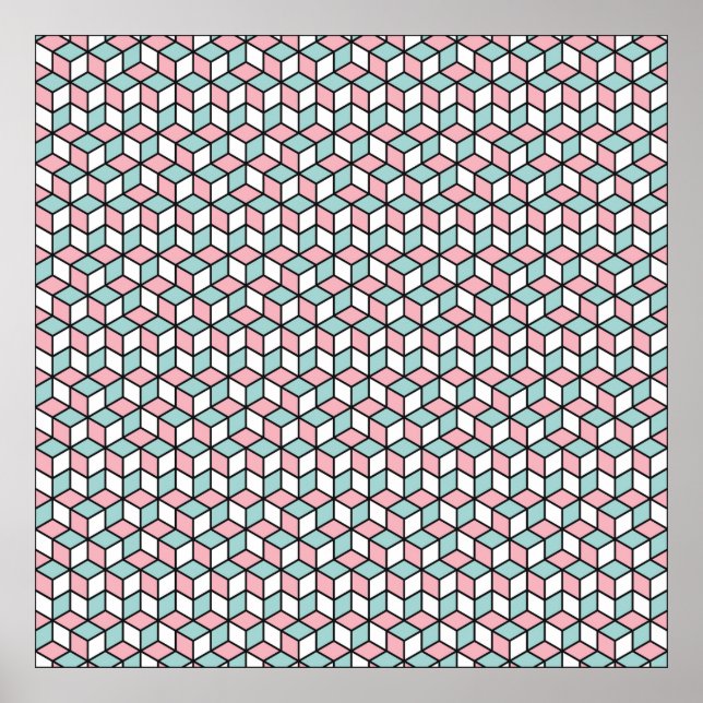  Abstract Seamless 3d Pattern. Isometric backgroun Poster (Front)