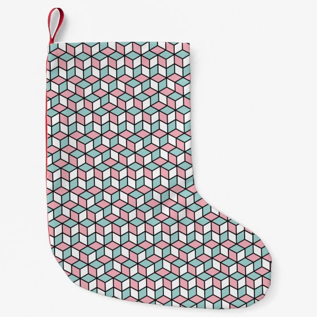  Abstract Seamless 3d Pattern. Isometric backgroun Small Christmas Stocking (Front)