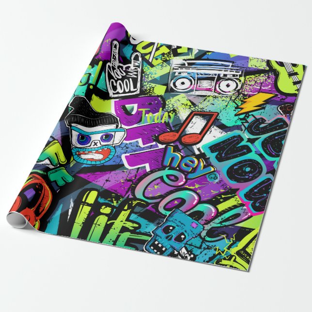 Abstract seamless cartoon pattern. Repeated with m Wrapping Paper (Unrolled)