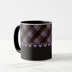 Abstract seamless chequered plaid black brown tart mug