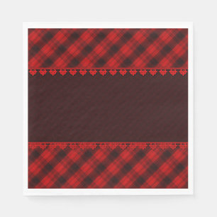 Abstract seamless chequered plaid red brown tartan napkin