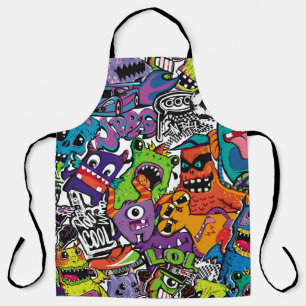 Abstract seamless comics monsters. Cartoon mutant Apron