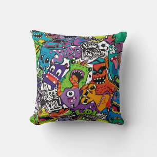 Abstract seamless comics monsters. Cartoon mutant Cushion