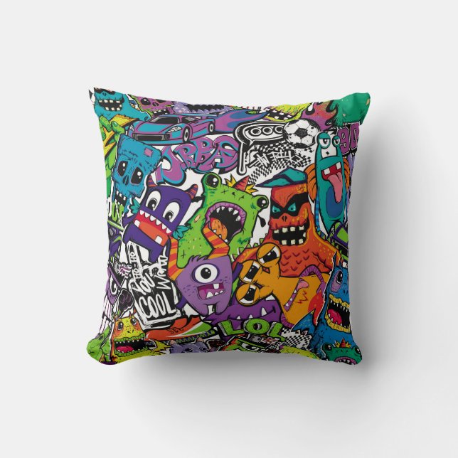 Abstract seamless comics monsters. Cartoon mutant  Cushion (Front)