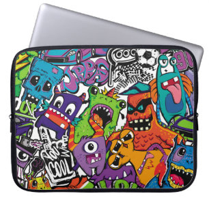 Abstract seamless comics monsters. Cartoon mutant  Laptop Sleeve