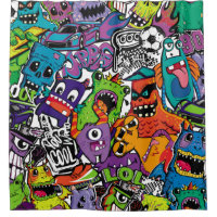 Abstract seamless comics monsters. Cartoon mutant