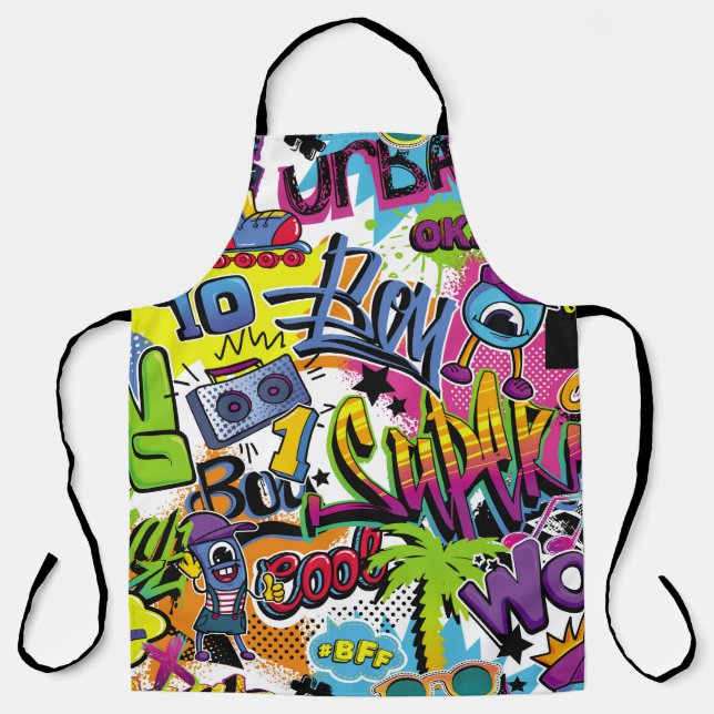 Abstract seamless comics pattern with palm tree, h apron (Front)