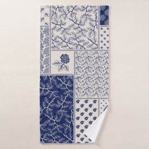Abstract seamless delicate patchwork pattern, dark bath towel