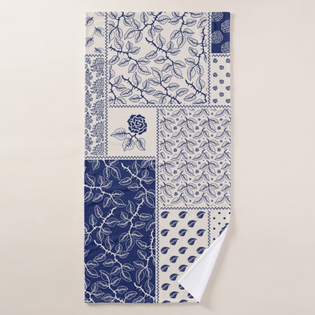 Abstract seamless delicate patchwork pattern, dark bath towel (Bath Towel)