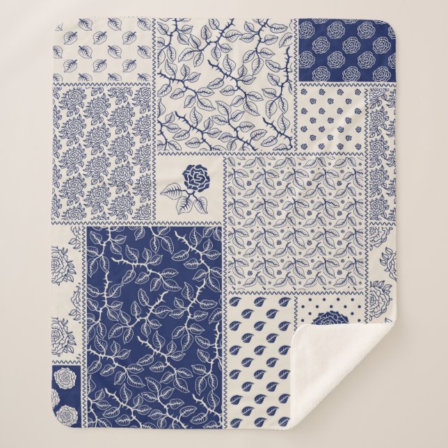 Abstract seamless delicate patchwork pattern, dark sherpa blanket (Front)