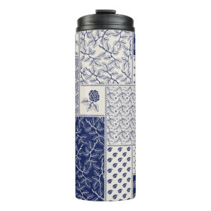 Abstract seamless delicate patchwork pattern, dark thermal tumbler