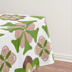 Abstract seamless floral ornaments pattern tablecloth