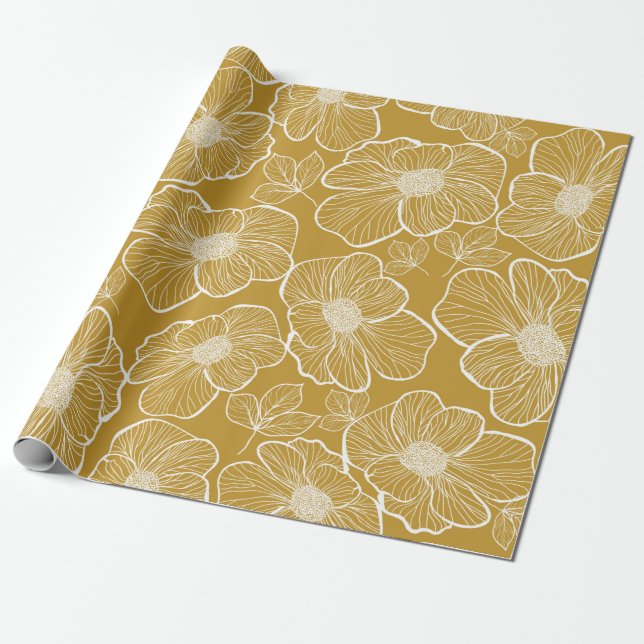 Abstract seamless floral pattern. Flowers backgrou Wrapping Paper (Unrolled)