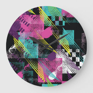 Abstract seamless, girls boys fashion, colourful. large clock