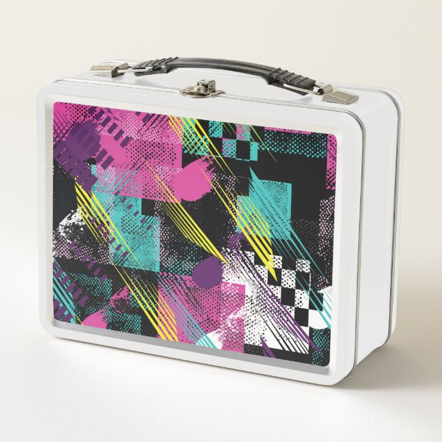 Abstract seamless, girls boys fashion, colourful. metal lunch box (Front)