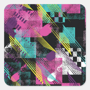 Abstract seamless, girls boys fashion, colourful. square sticker
