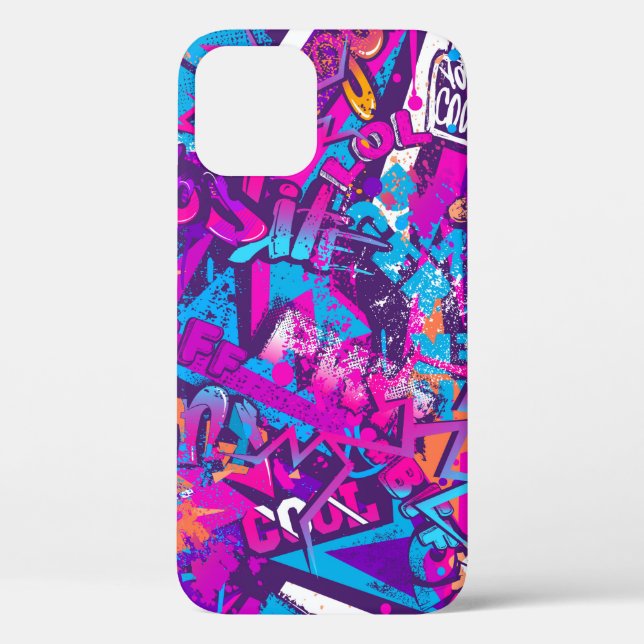 Abstract seamless graffiti words pattern. Grunge r Case-Mate iPhone Case (Back)