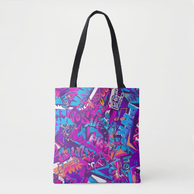Abstract seamless graffiti words pattern. Grunge r Tote Bag (Front)