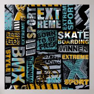 Abstract seamless grunge pattern. Urban style mode Poster