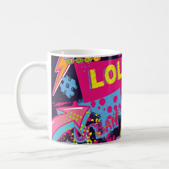 Abstract seamless grunge teenagers pattern. Comics Coffee Mug (Left)